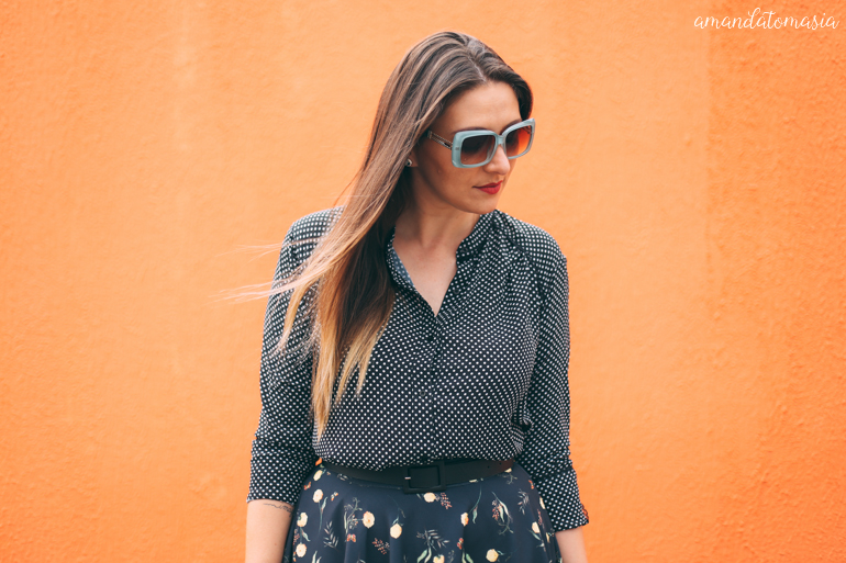 saia midi floral_ AMARO Fashion_camisa de bolinha (4)